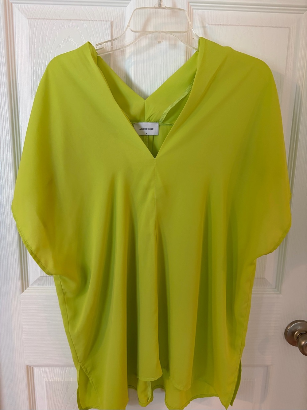 Adrienne Bright Lime V-Neck Flow Blouse